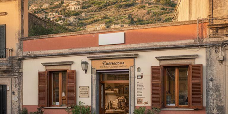 Facciata di una bottega artigiana nei dintorni di San Giovanni la Punta, Sicilia