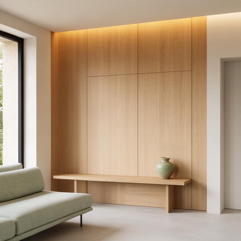 Boiserie in legno installata in una casa contemporanea con pareti chiare